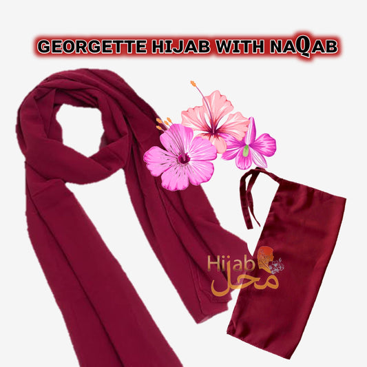 Georgette Hijab & Naqab Set (Maroon)