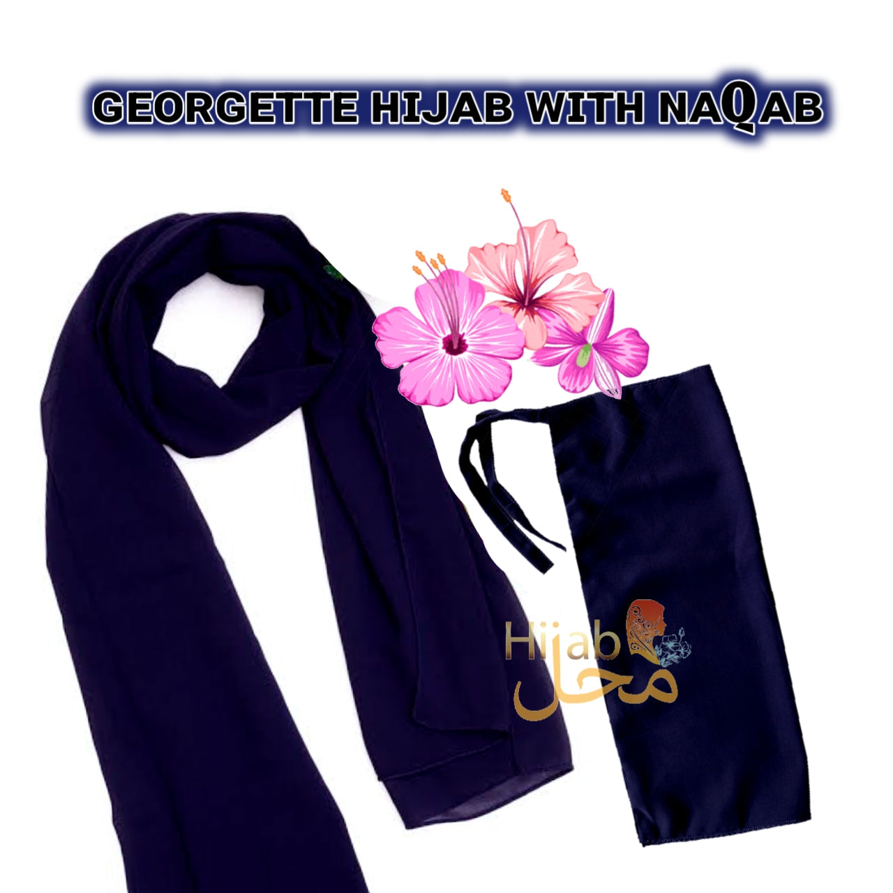 Georgette Hijab & Naqab Set (Royal Blue)