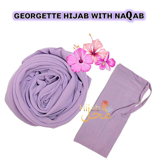 Georgette Hijab & Naqab Set (Lilac)