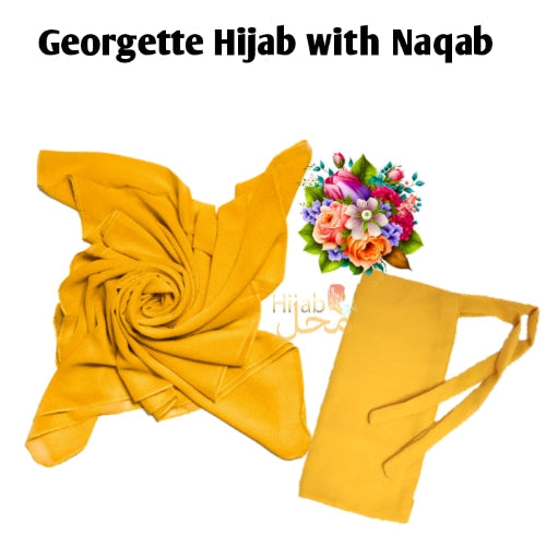 Georgette Hijab & Naqab Set (Mustard)