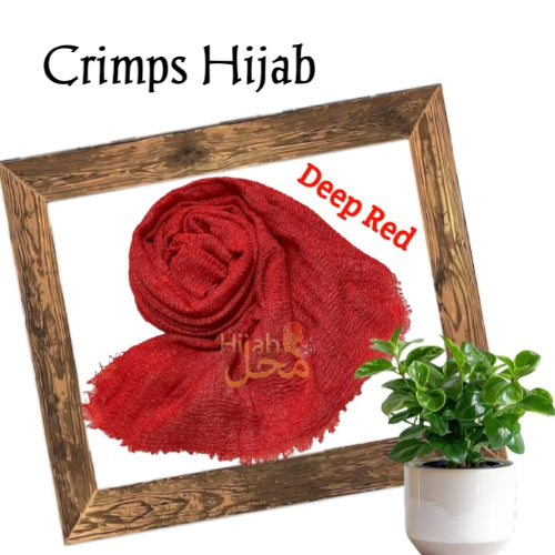 Crimps Hijab (Deep Red)